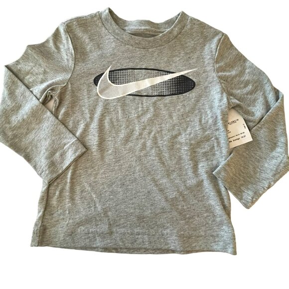 Nike 2T Graphic Logo Tee Gray T Shirt Long Sleeve NWT - Picture 1 of 3